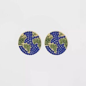 NEW SugarFix By Baublebar Globetrotter Earrings‎ Post Back Gold Tone Stu…